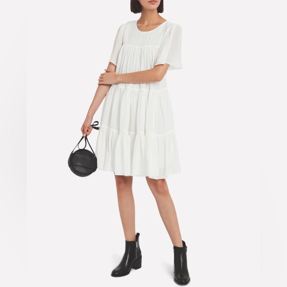 ANINE BING
Tabitha Seersucker Babydoll Dress (size: Small, silk blend, white)